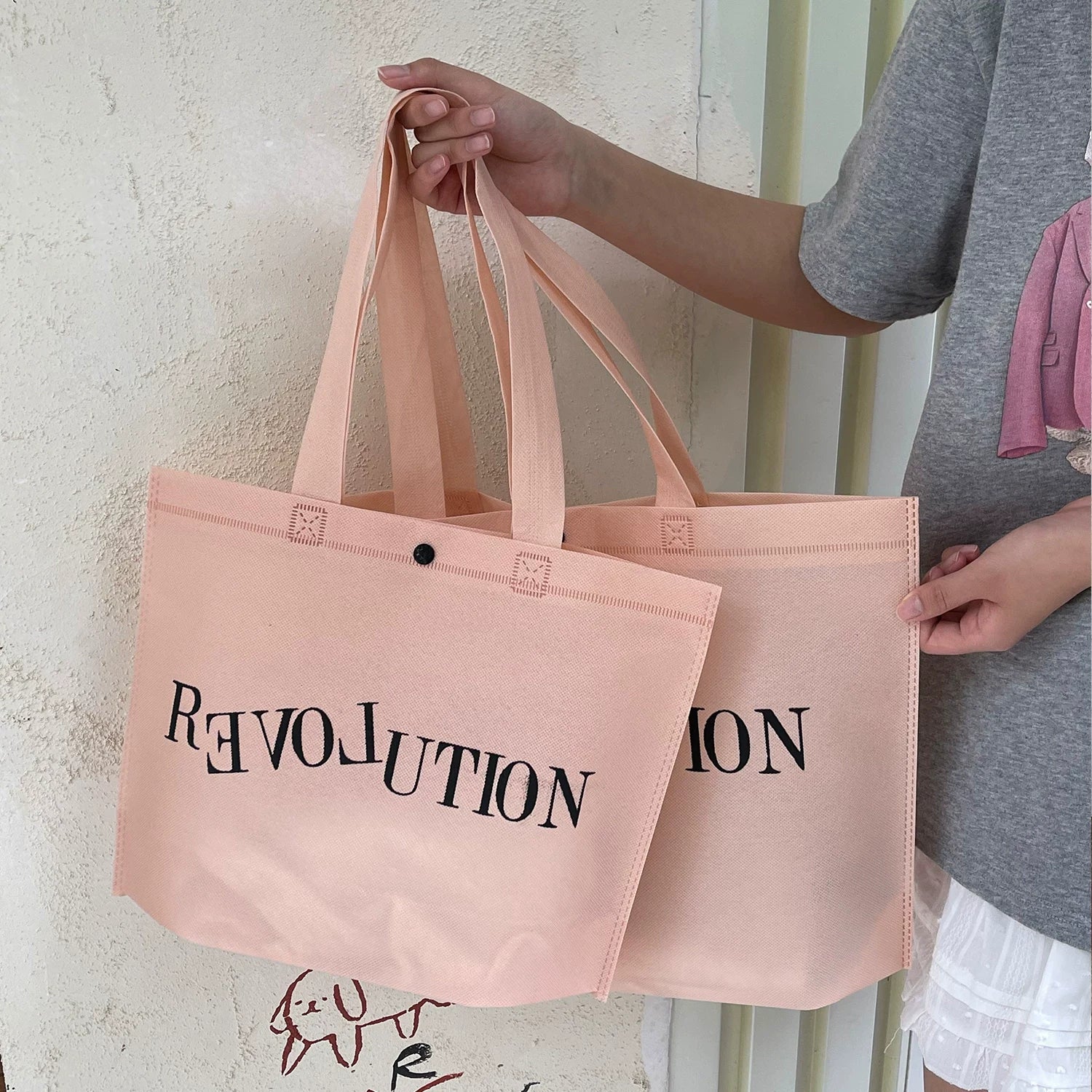 Light Pink Love custom non-woven tote bag