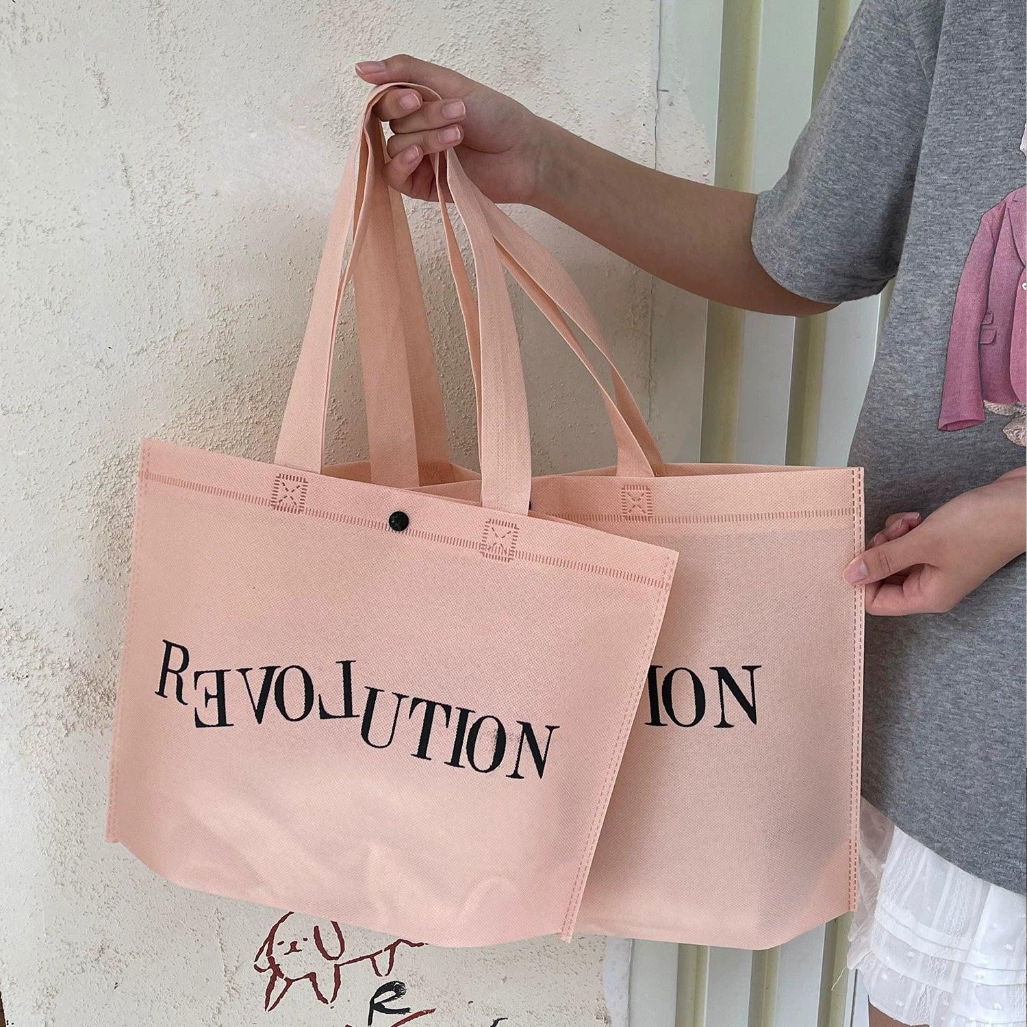 Light Pink – Love non-woven tote bag