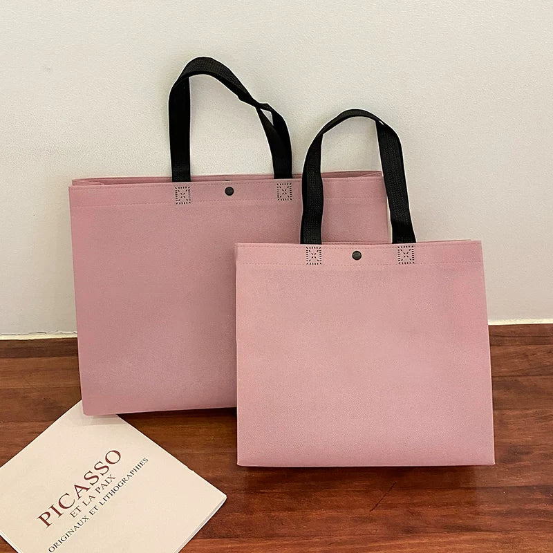 Light purple blank snap-button non-woven tote bag