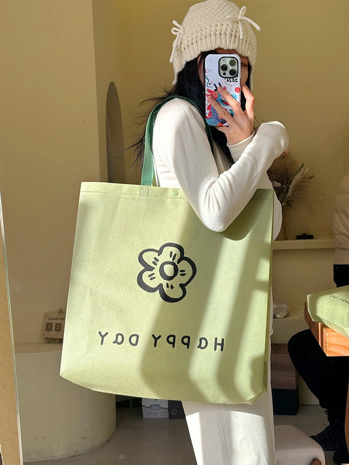 Matcha Green Non-Woven Tote Bags — 3 Styles product view 4