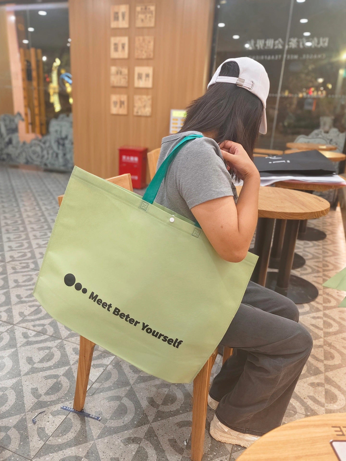 Matcha Green Non-Woven Tote Bags — Printed & Plain product view 1