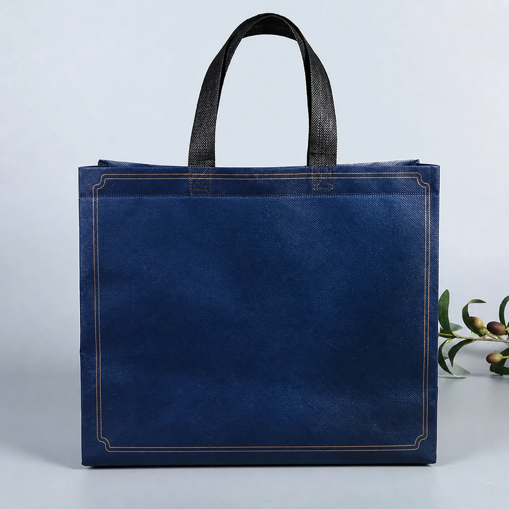 Deep Blue minimalist non-woven tote bags — 14 styles