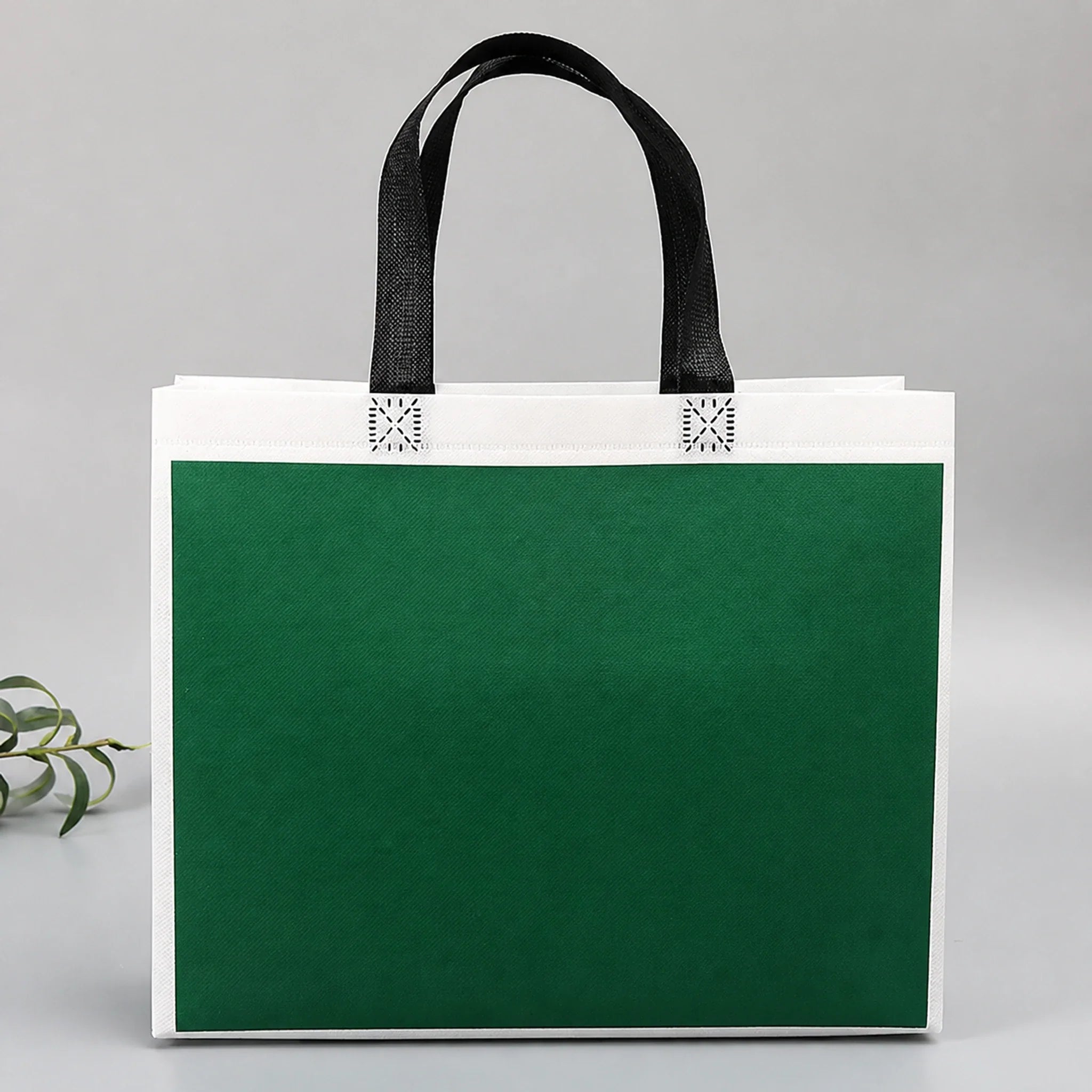 Grass Green minimalist non-woven tote bags — 14 styles