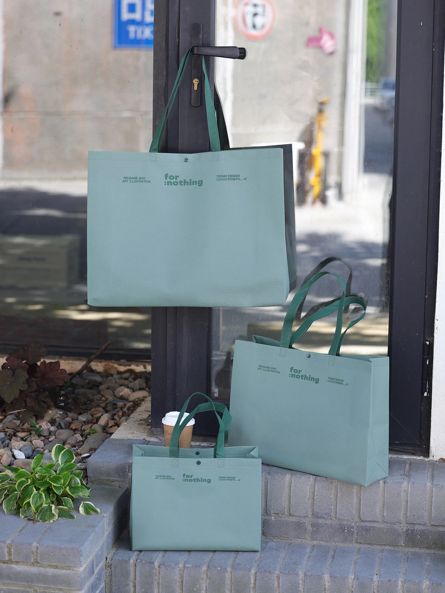 Mountain-Green Non-Woven Tote Bags — 7 Styles product view 5