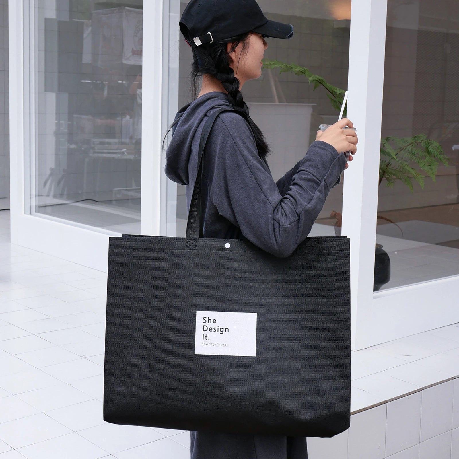 Mountain-Green Non-Woven Tote Bags — 7 Styles — Gusseted — Black & White