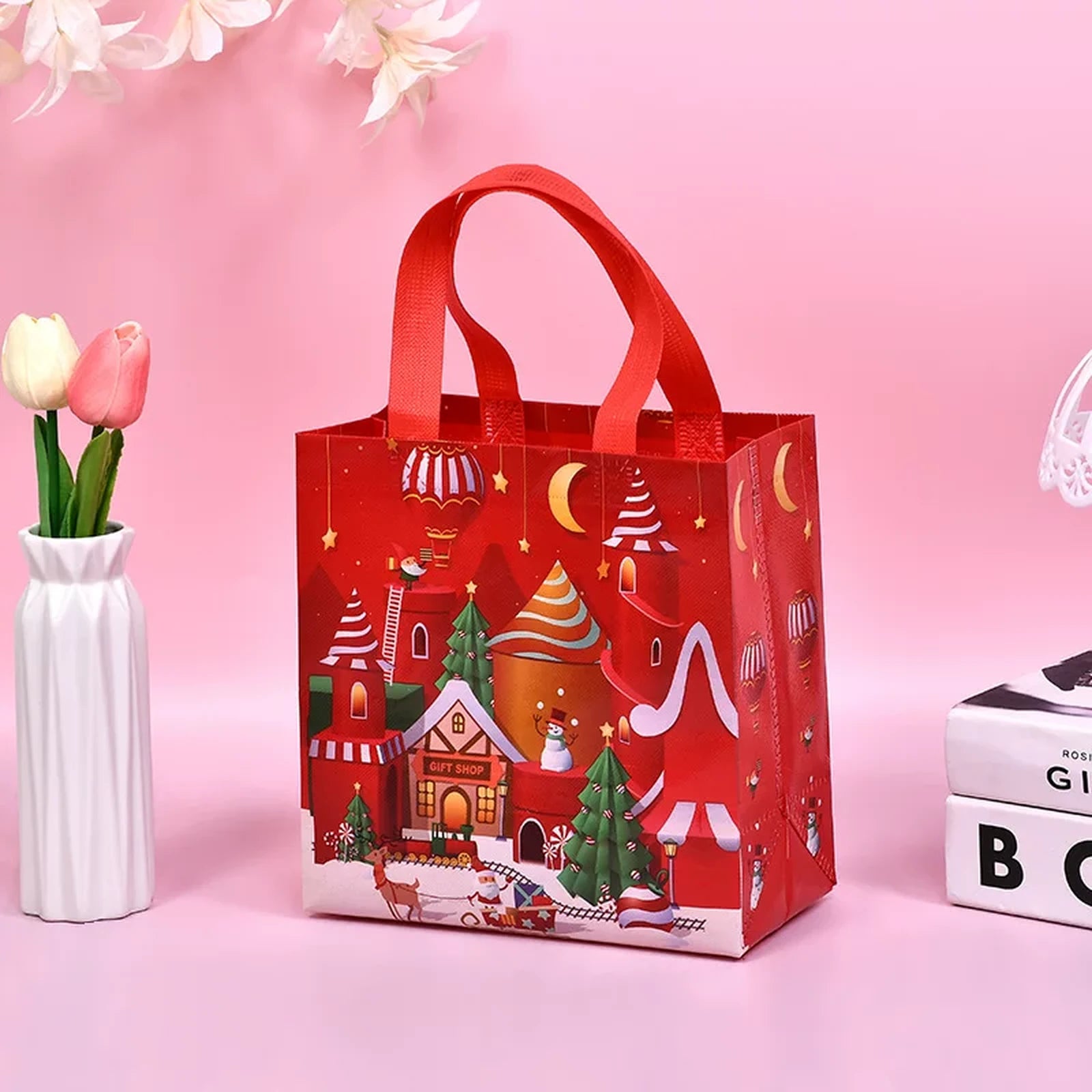 Non-Woven Christmas Gift Bags with Carry Handles – product view
