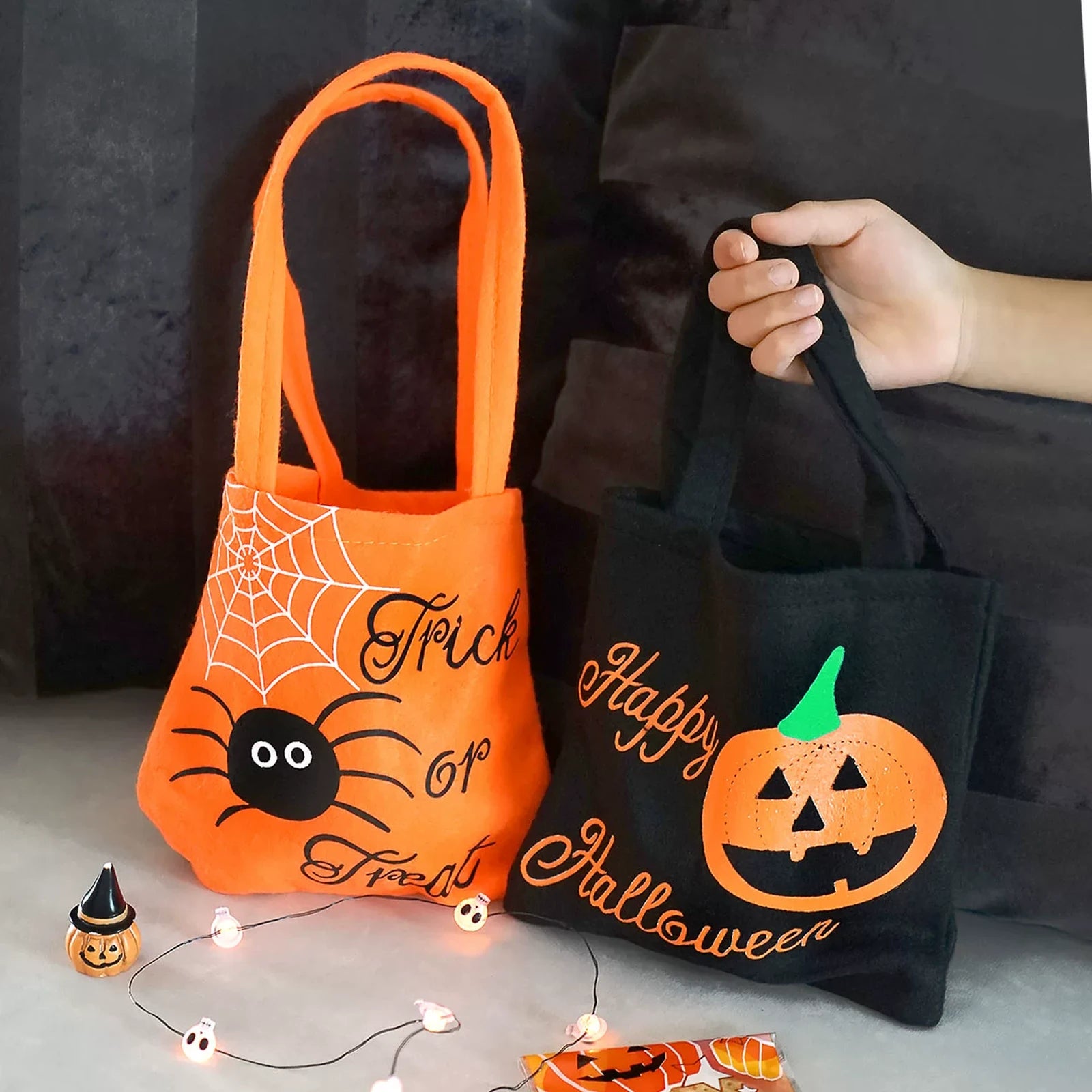 Two-color assorted non-woven Halloween treat bags