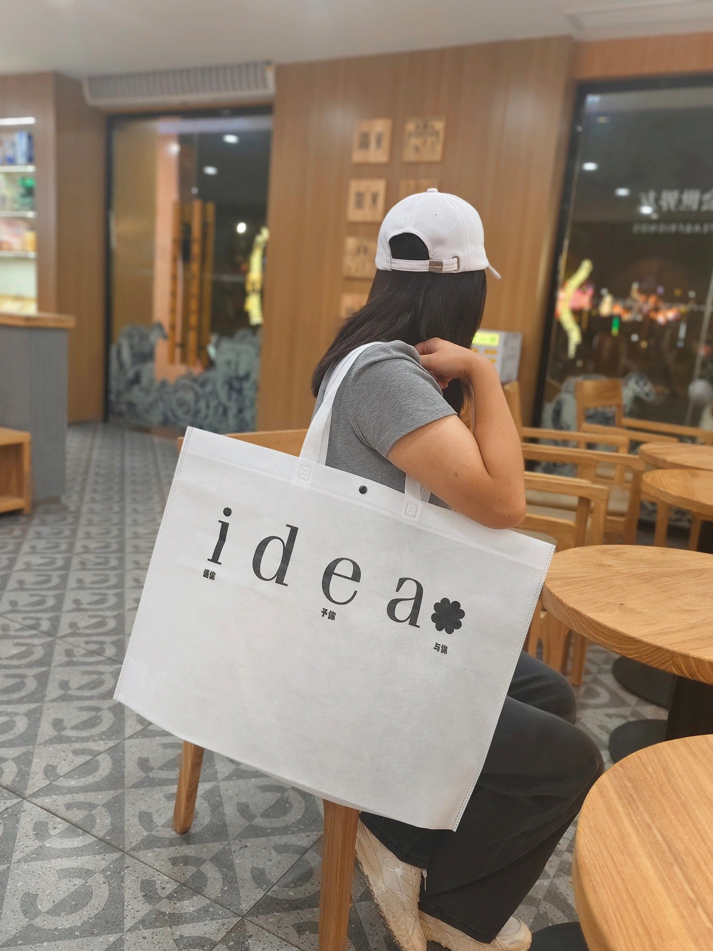 Non-Woven Tote Bags — Idea Print & White Plain product view 4
