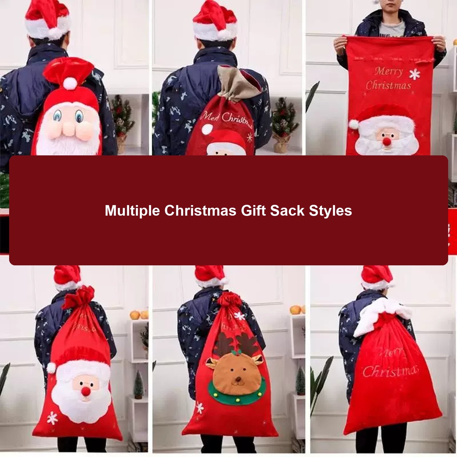 Oversized Drawstring Christmas Gift Sacks – product view