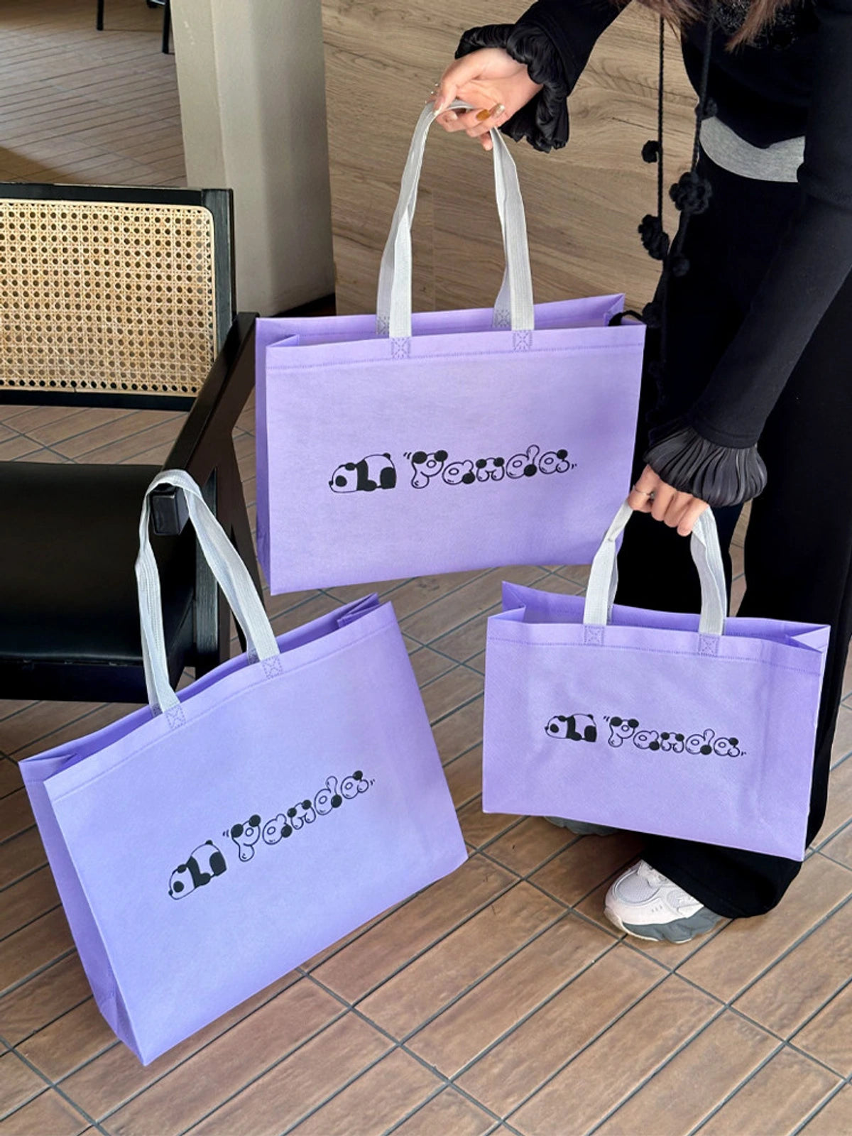 Panda Print Non-Woven Tote Bags — 4 Styles product view 3