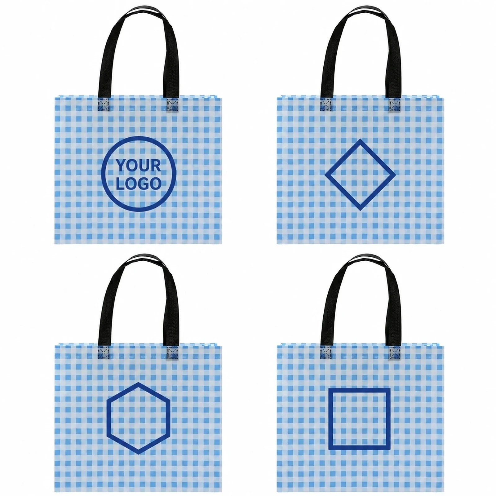 Plaid Non-Woven Tote Bags in Blue, Yellow & Red product view 4