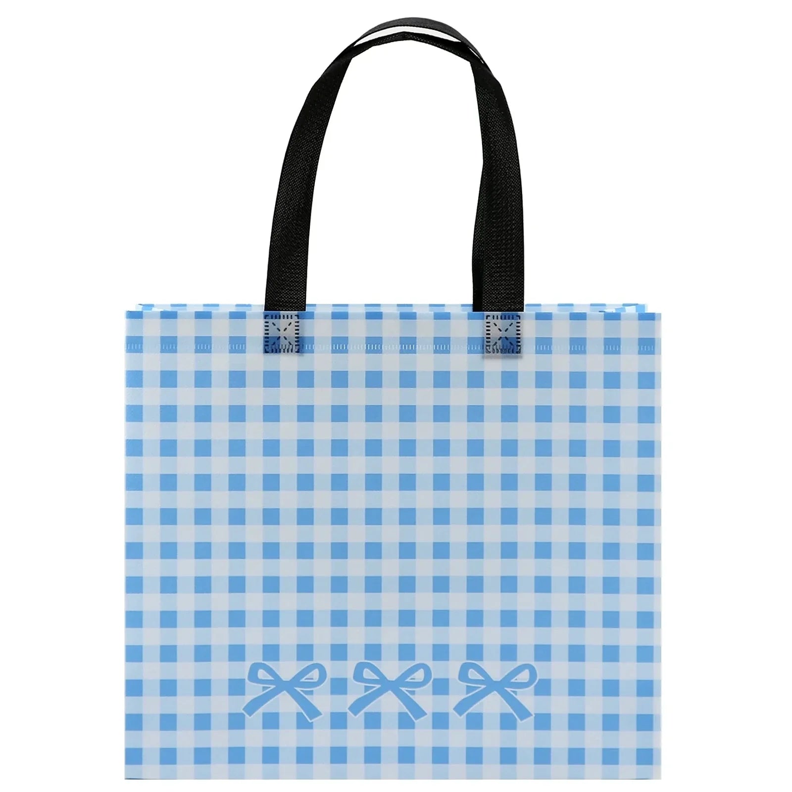 Plaid Non-Woven Tote Bags in Blue, Yellow & Red product view 5