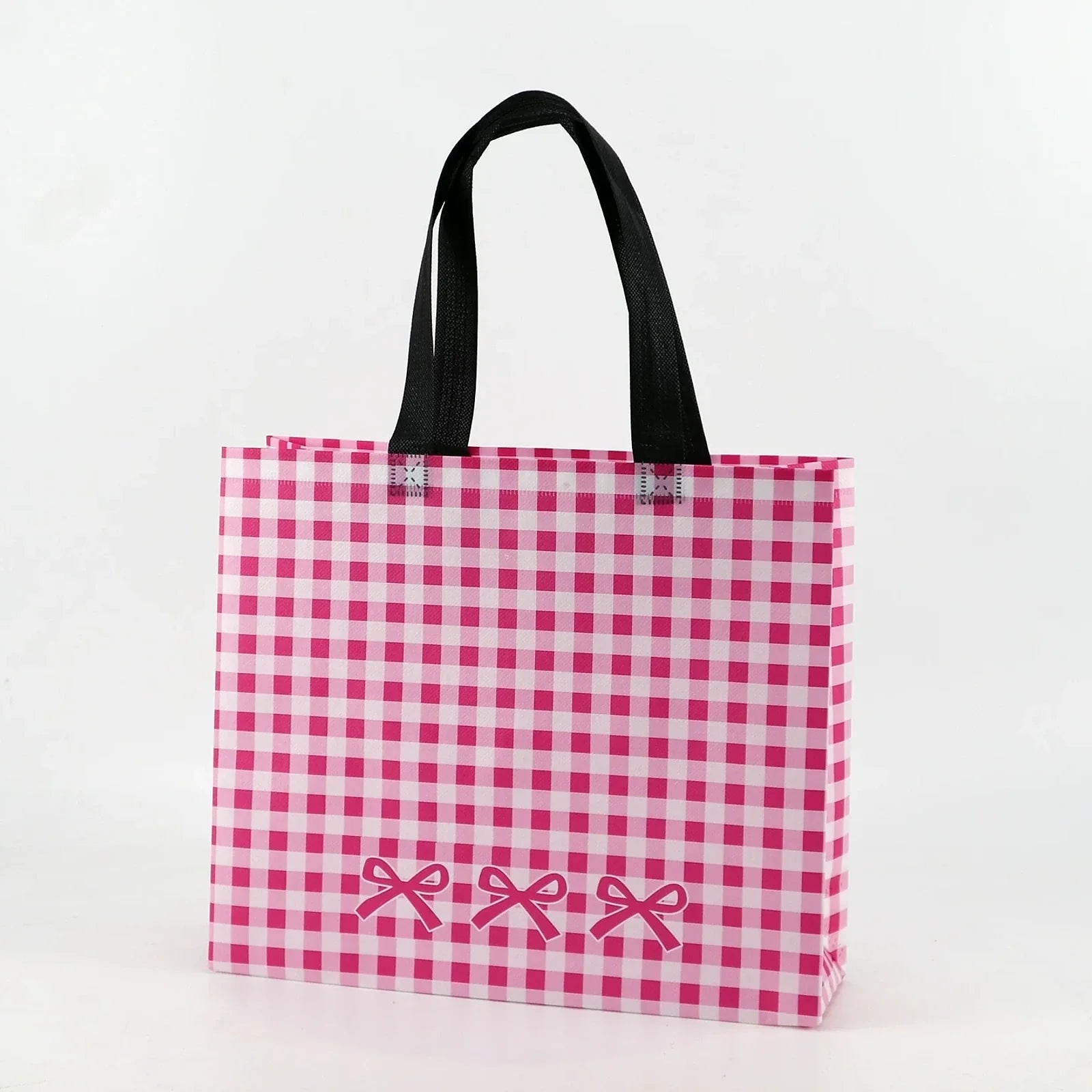 Plaid Non-Woven Tote Bags in Blue, Yellow & Red — Red Plaid