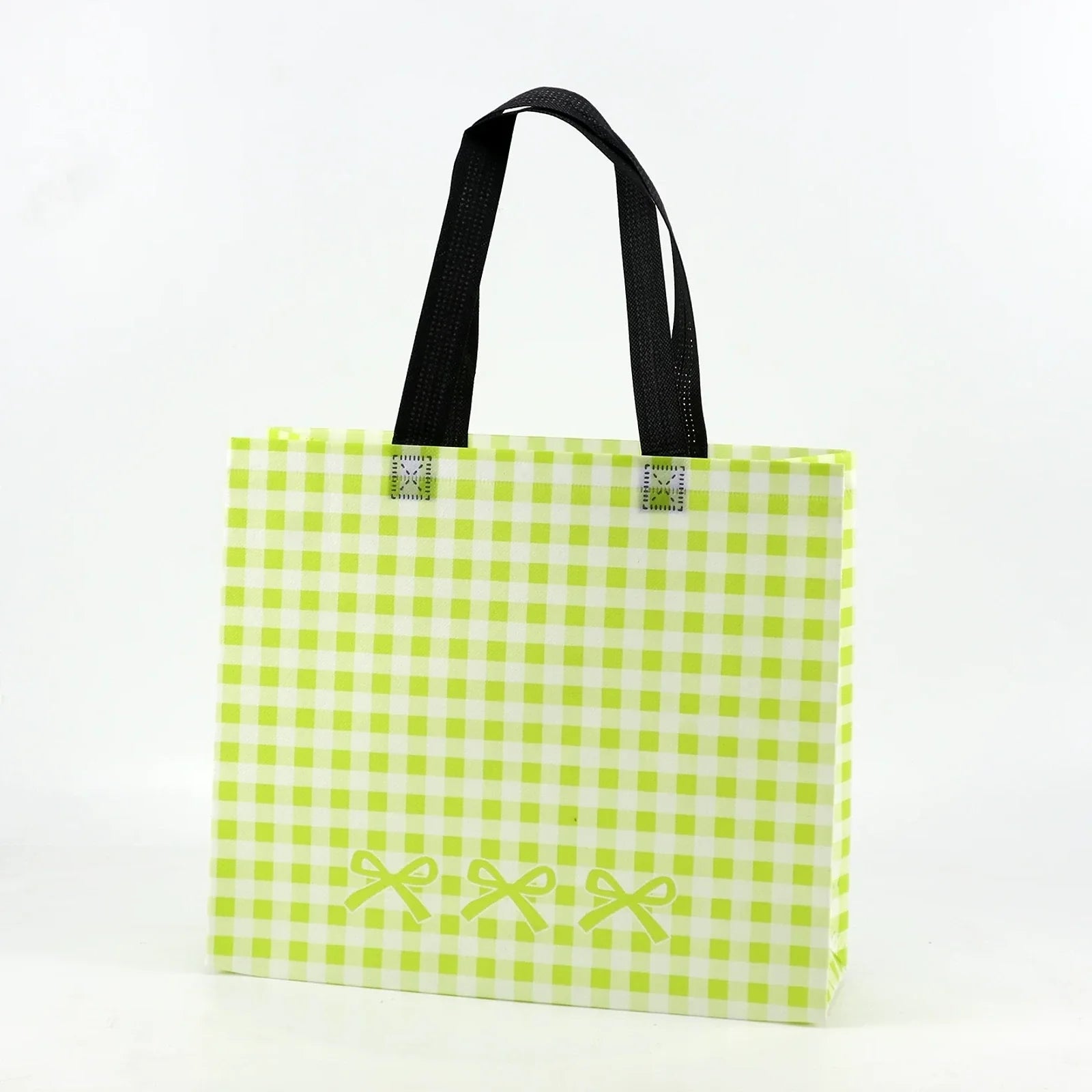 Plaid Non-Woven Tote Bags in Blue, Yellow & Red — Yellow Plaid