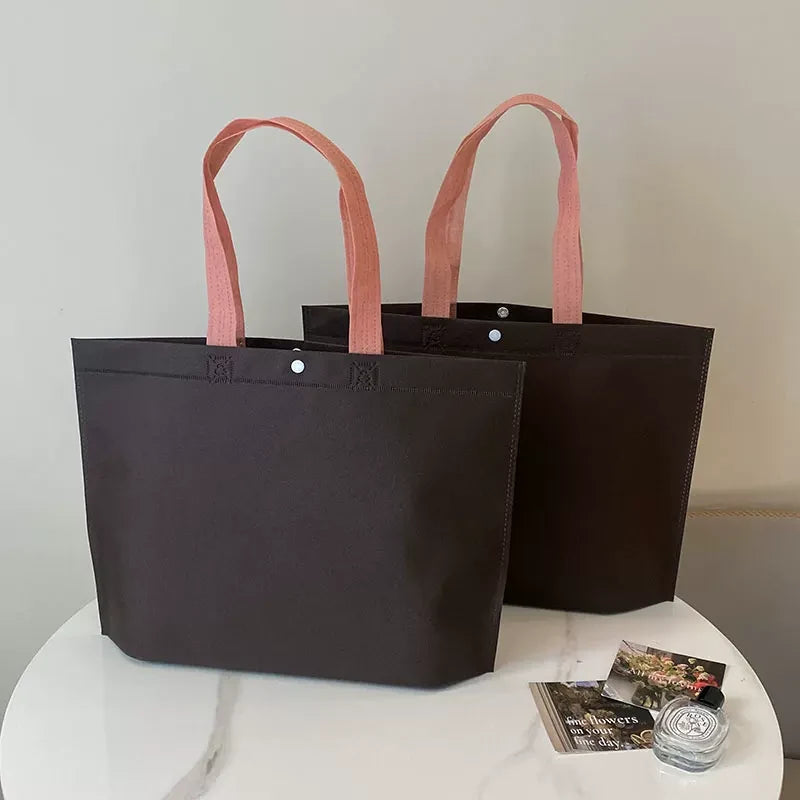 Plain Coffee Brown custom non-woven tote bag