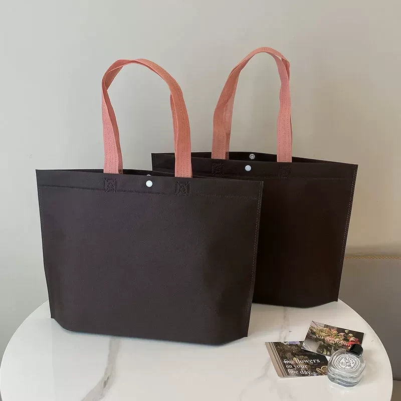 Plain coffee brown extra-thick non-woven tote bag