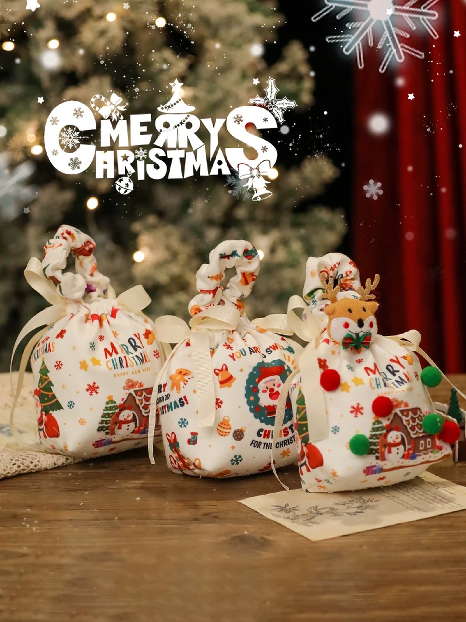 Plush Christmas Gift Bags and Mini Carry Bags – product view