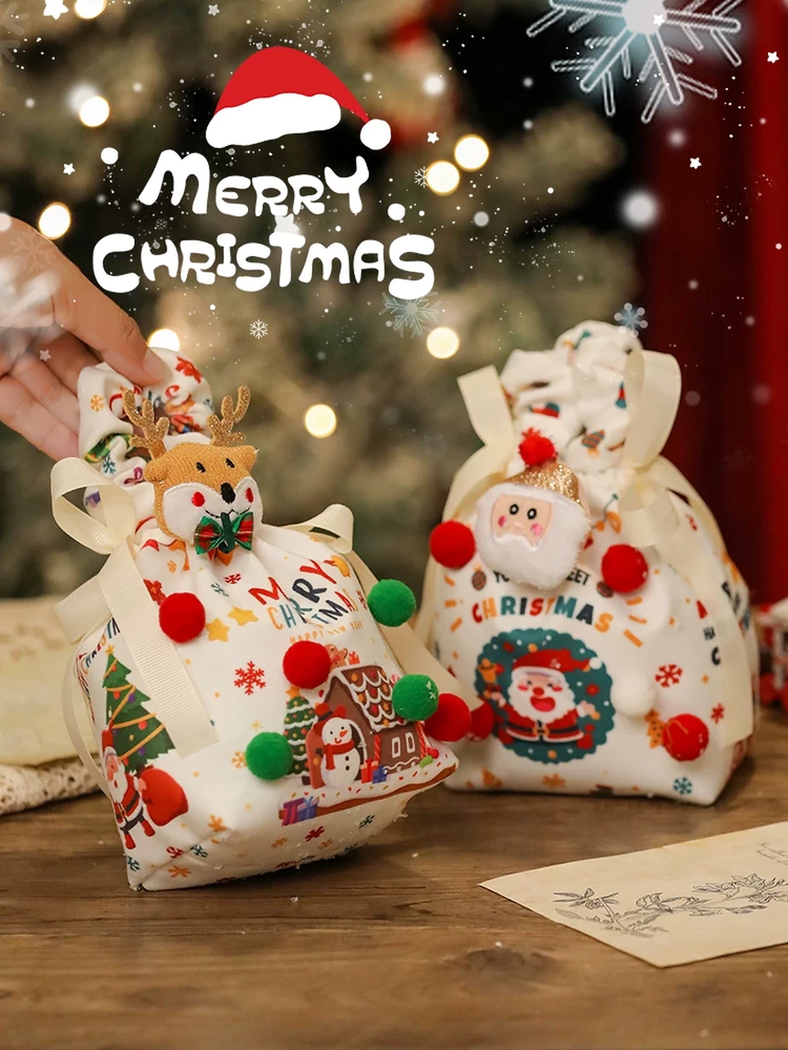 Plush Christmas Gift Bags and Mini Carry Bags – product view