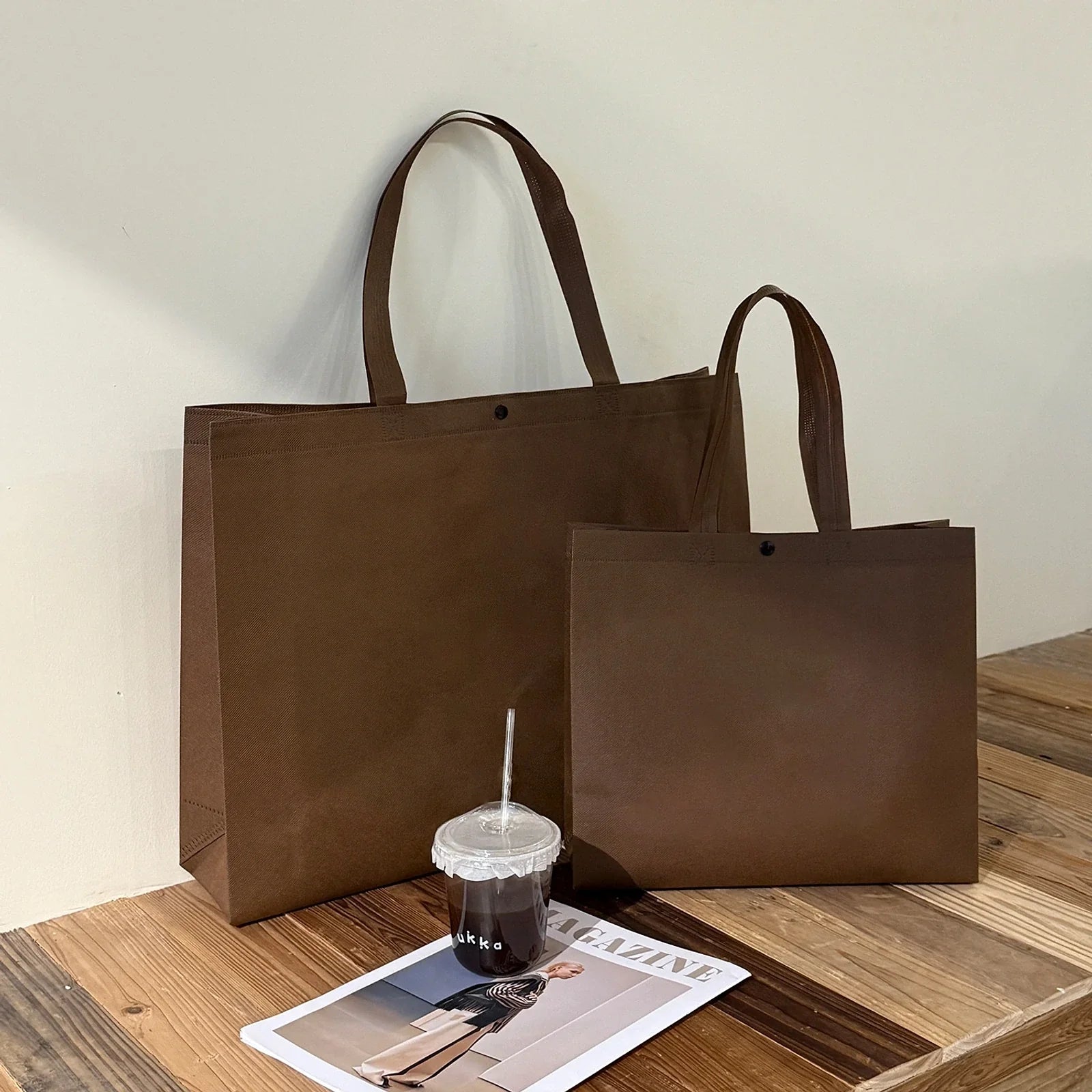 Brown Plain premium printed non-woven tote bags — 9 styles