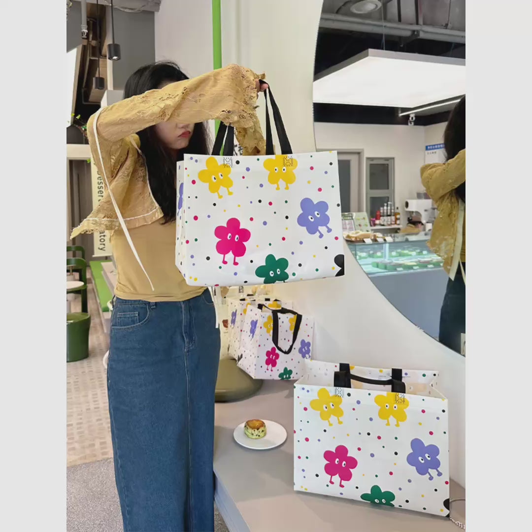 Cartoon Heavy-Duty Non-Woven Tote Bags — 2 Designs product video 1