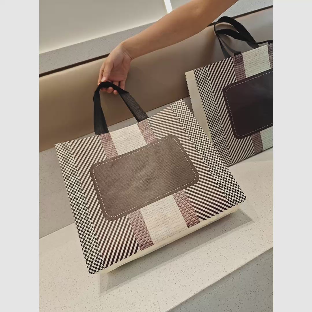 Plaid Laminated Non-Woven Tote Bags product video 1