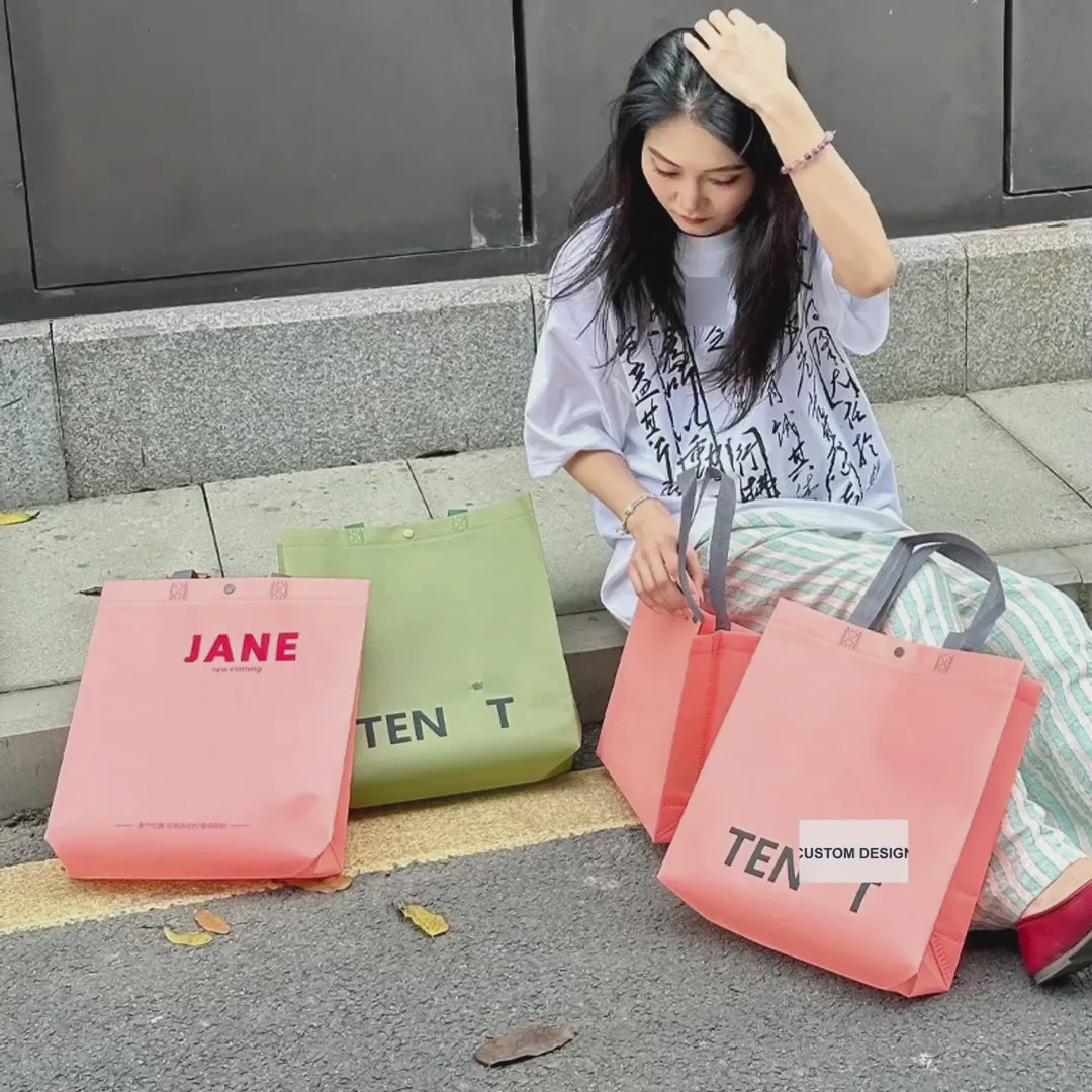 Snap-Closure Non-Woven Tote Bags — 3 Styles product video 1