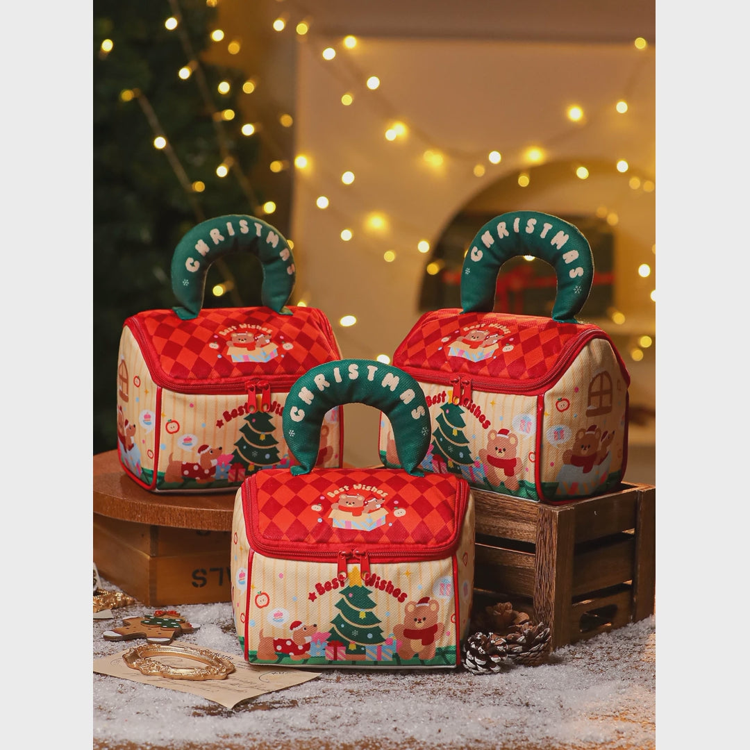 Zippered house-shaped Christmas gift bags – product video