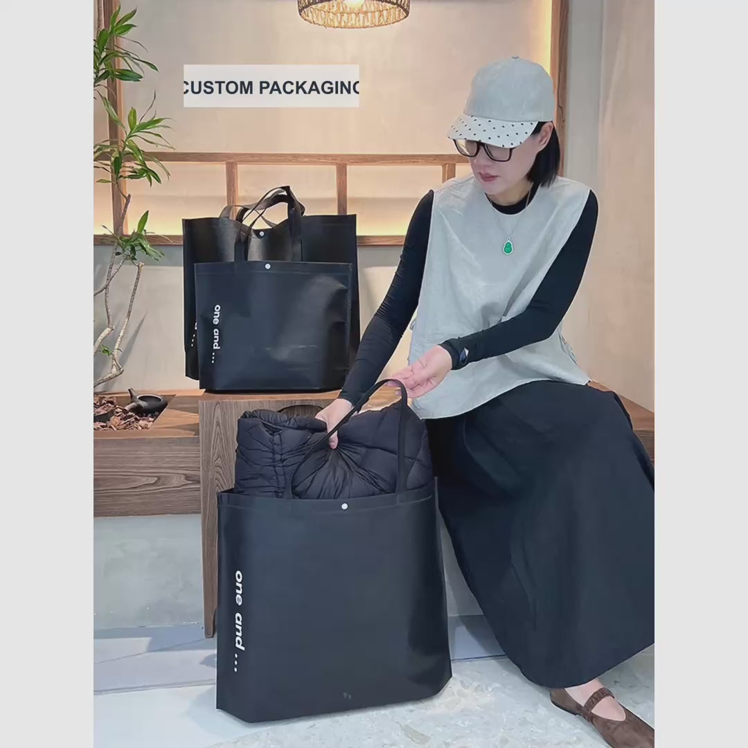 17-Style Large-Capacity Snap-Closure Non-Woven Tote Bags product video 1