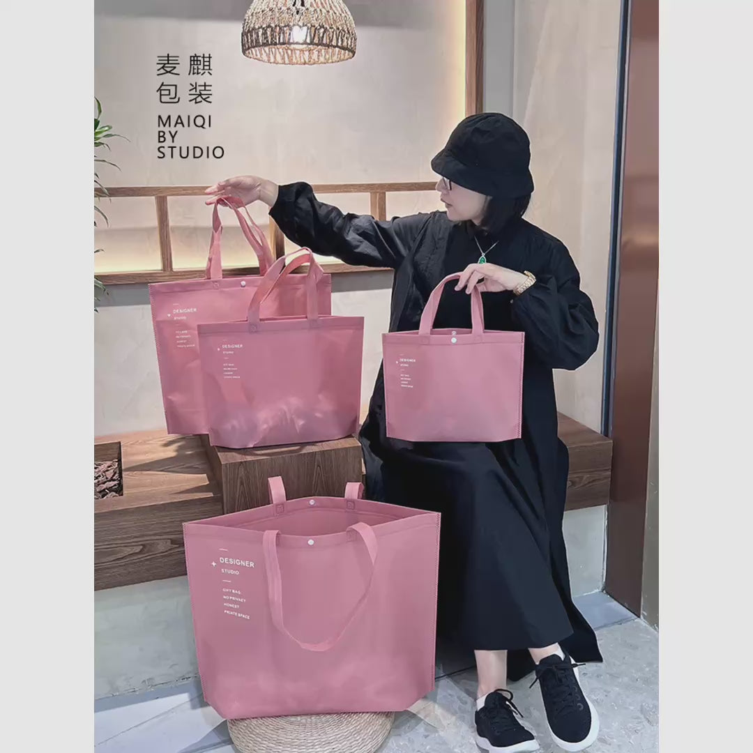 18-Style Premium Non-Woven Tote Bags for Apparel Stores product video 1