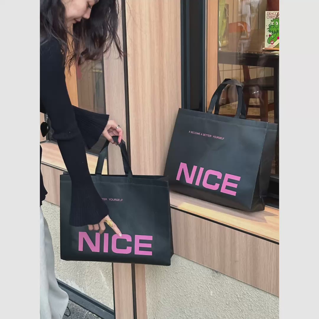 Black Laminated Non-Woven Tote Bags — Printed & Plain product video 1