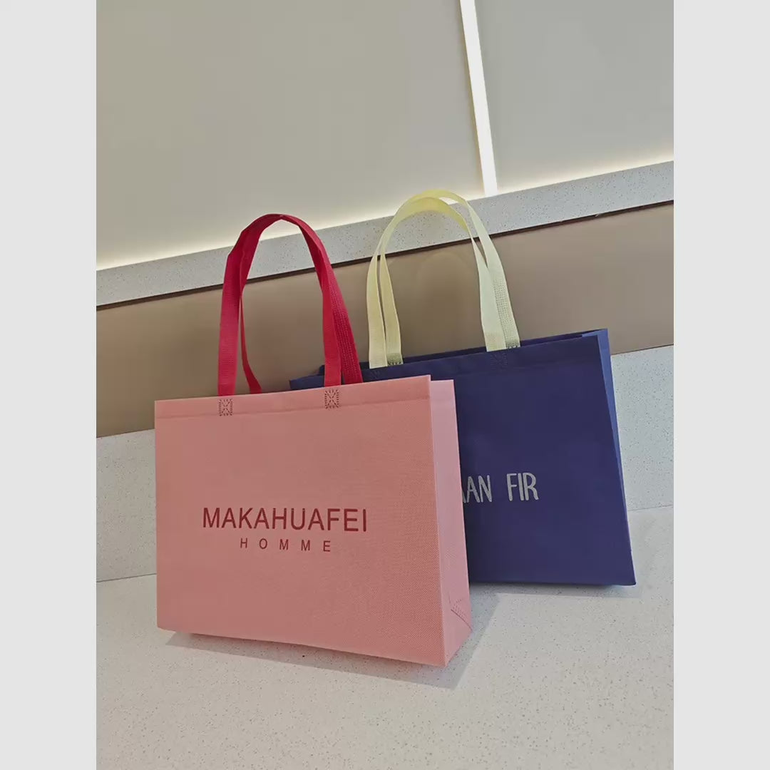 Colorful Non-Woven Tote Bags — Pink, Navy & Custom product video 1