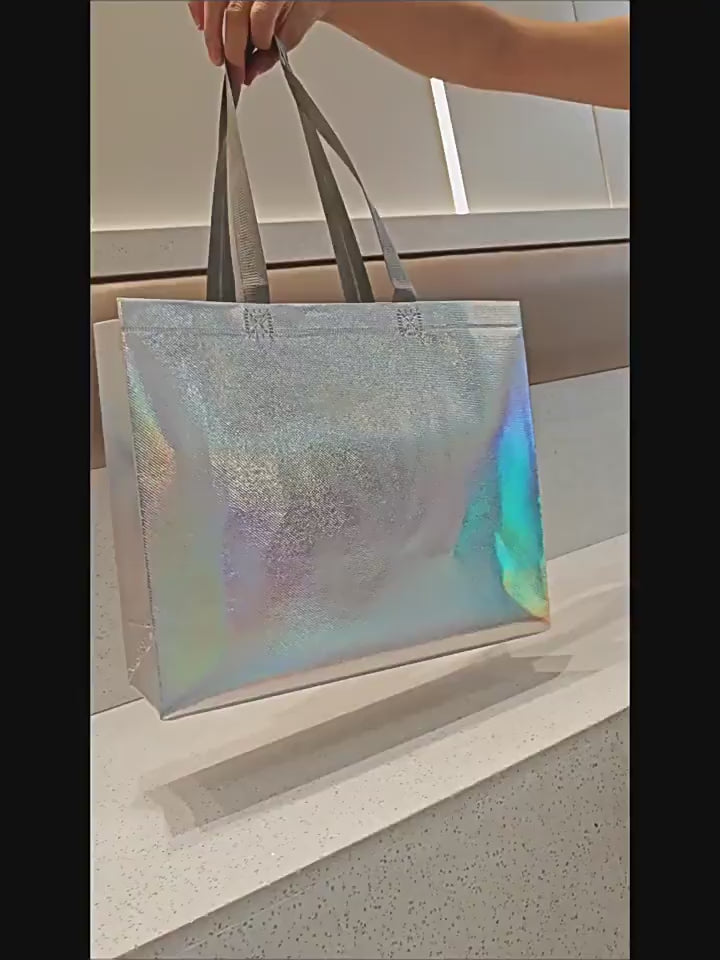 Holographic Laminated Non-Woven Tote Bags product video 1
