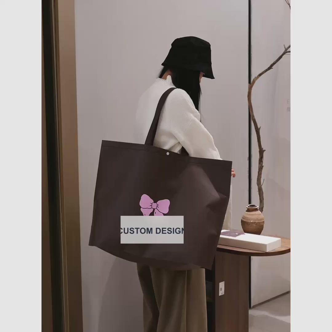 Coffee-Brown Non-Woven Tote Bags — 7 Styles product video 1