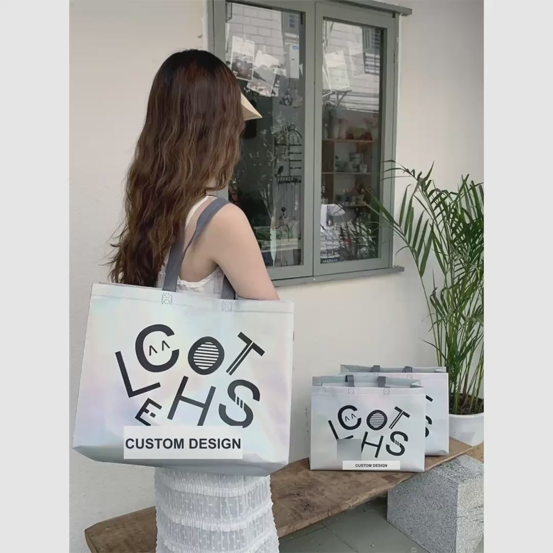 Holographic Non-Woven Tote Bags — 2 Styles product video 1