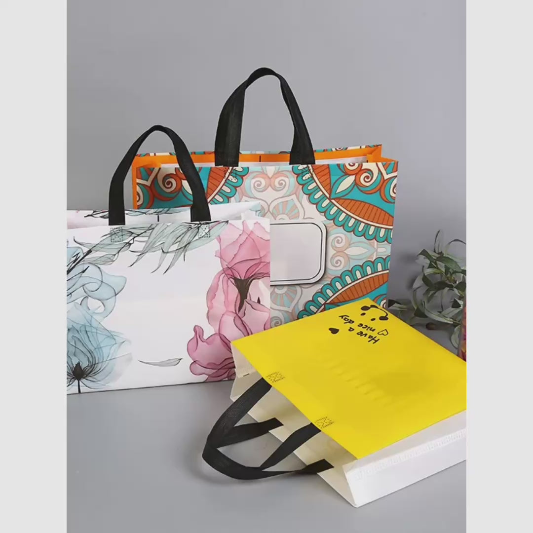Printed Laminated Non-Woven Tote Bags — 20 Designs product video 1