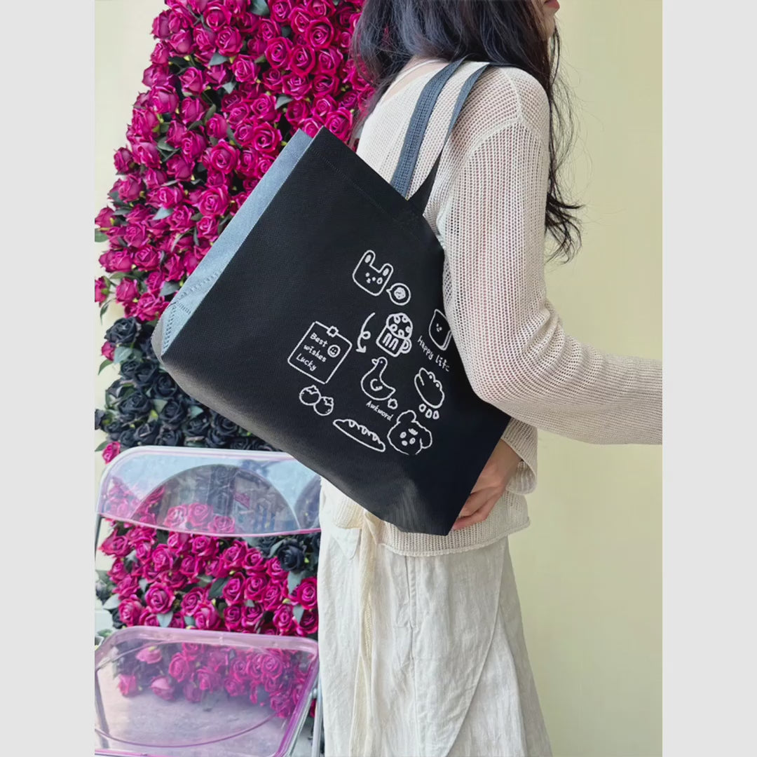 Black Non-Woven Tote Bags — 2 Styles product video 1