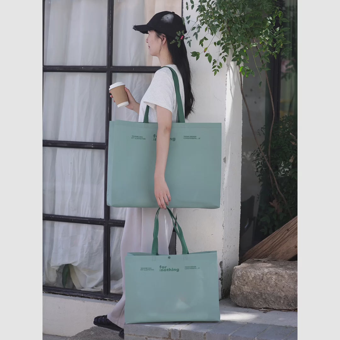 Mountain-Green Non-Woven Tote Bags — 7 Styles product video 1
