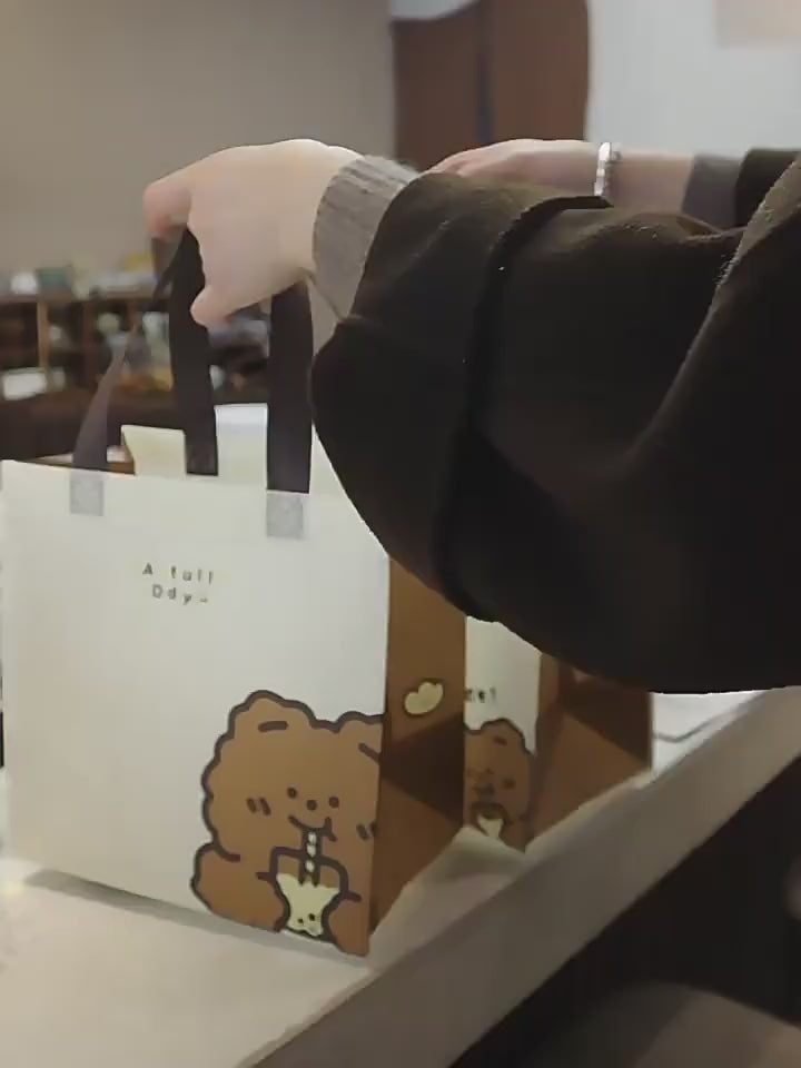 Vintage Bear Laminated Non-Woven Tote Bags product video 1