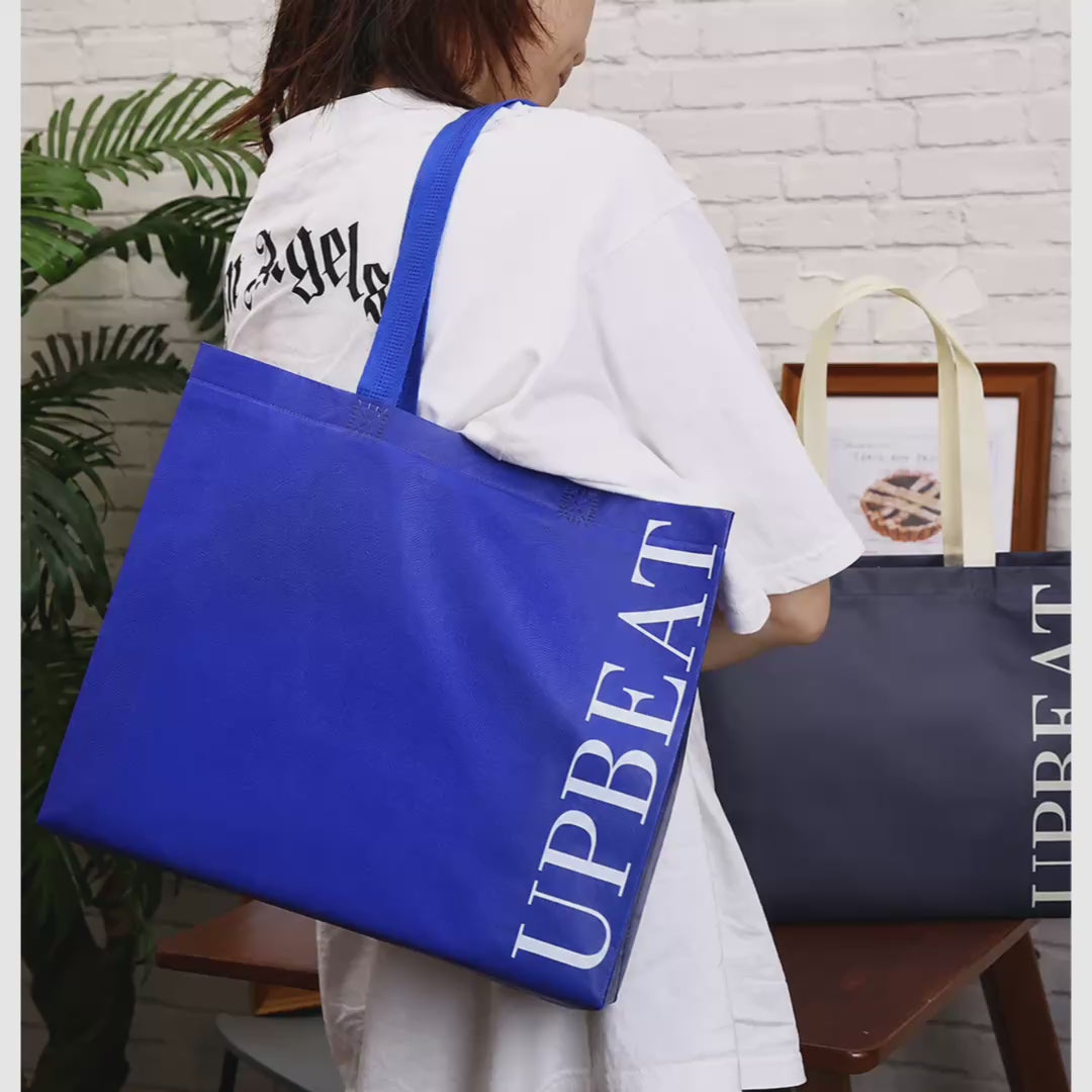 Klein Blue & Navy Non-Woven Tote Bags product video 1