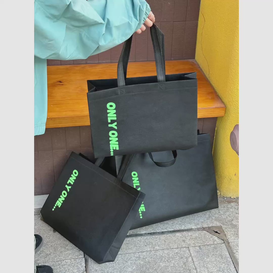 Black Non-Woven Tote Bags — 5 Styles product video 1