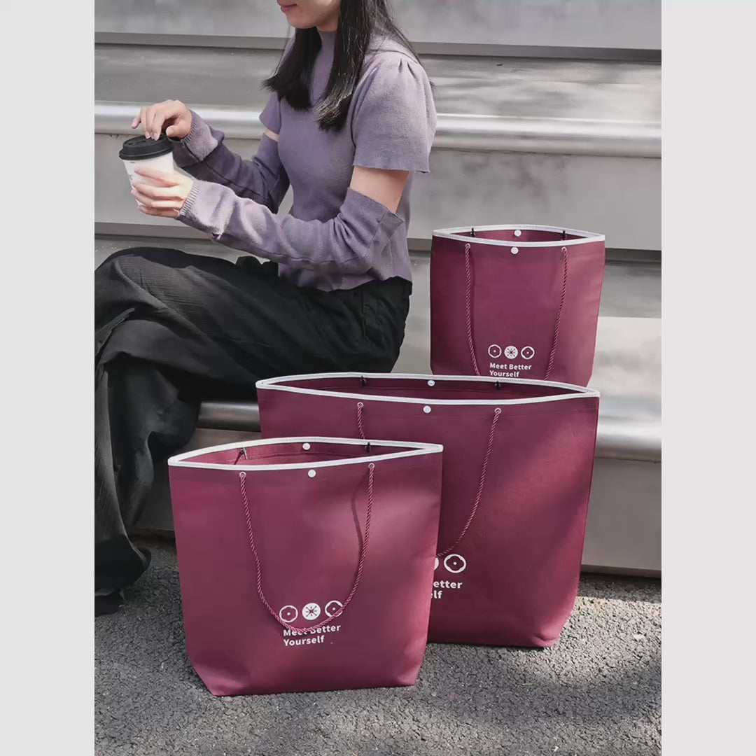 Stitched Ancora-Red Non-Woven Tote Bags — 7 Styles product video 1