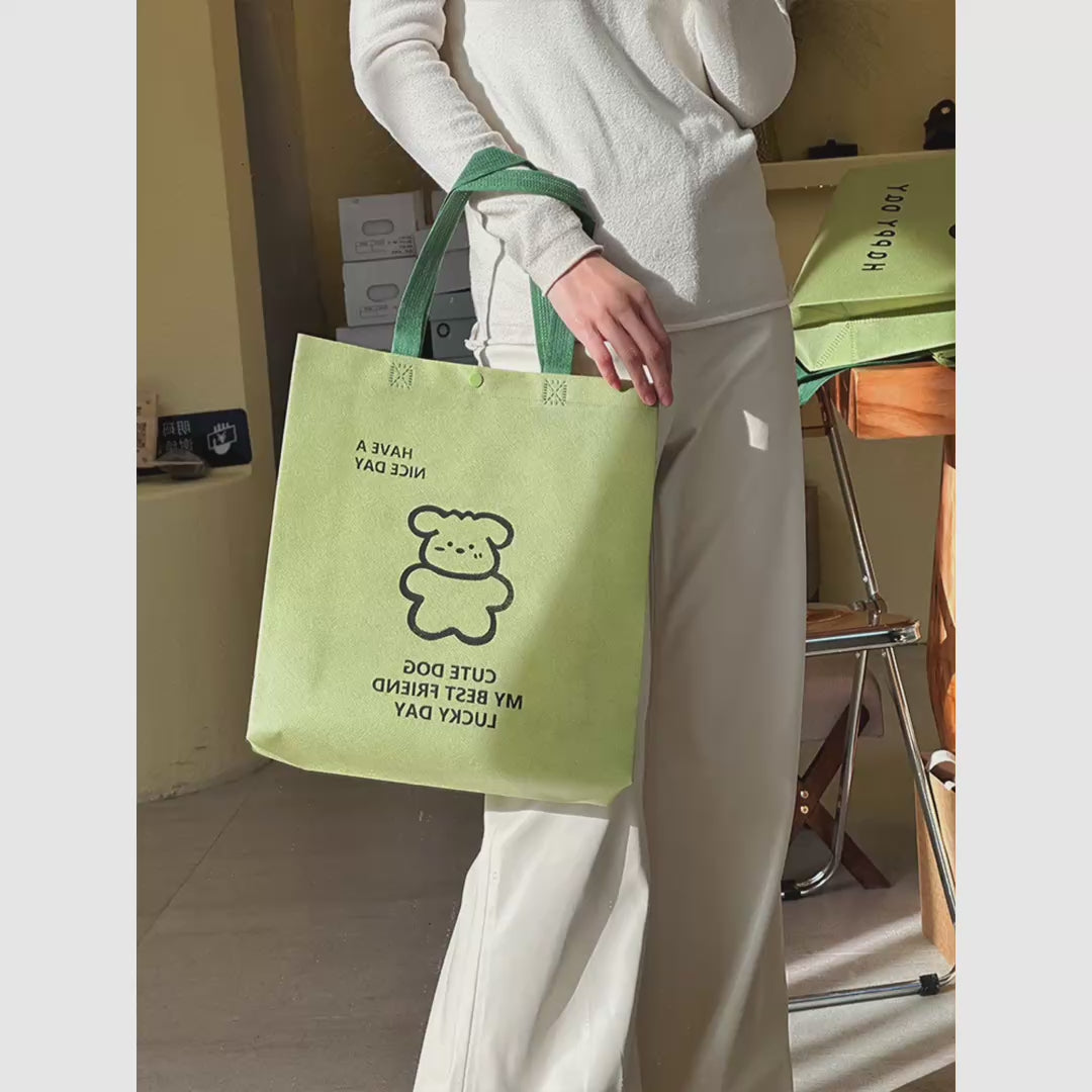 Matcha Green Non-Woven Tote Bags — 3 Styles product video 1