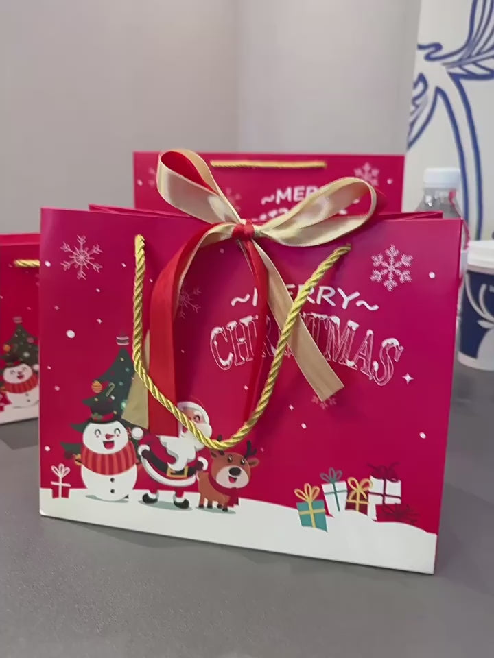 Rope-Handle Cardstock Christmas Gift Bags product video