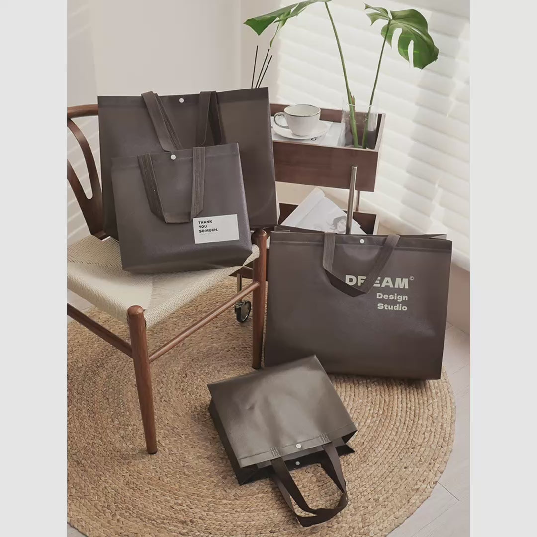 Laminated Coffee-Brown Non-Woven Tote Bags — 2 Styles product video 1
