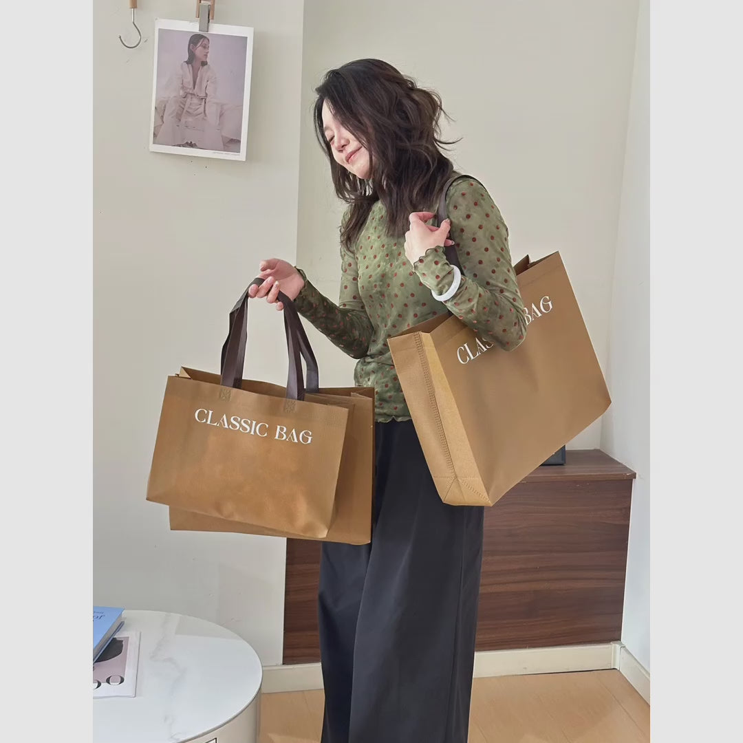 Latte Brown Non-Woven Tote Bags — 2 Styles product video 1