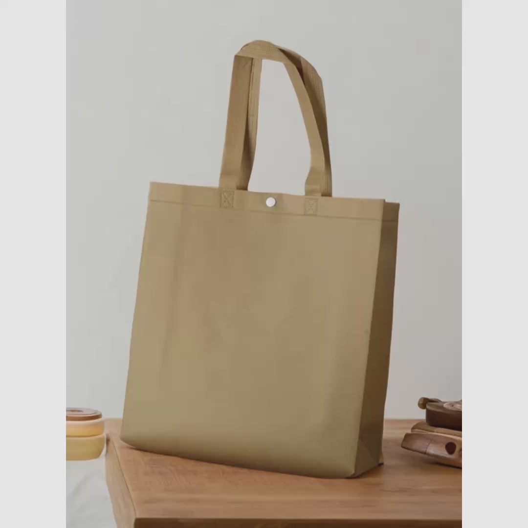 Snap-Closure Heavy-Duty Non-Woven Tote Bags — 12 Colors product video 1