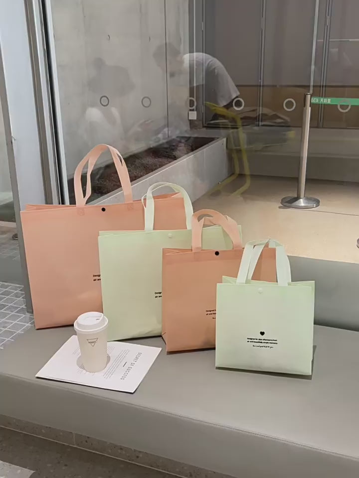 Custom pastel snap-closure non-woven tote bags product video