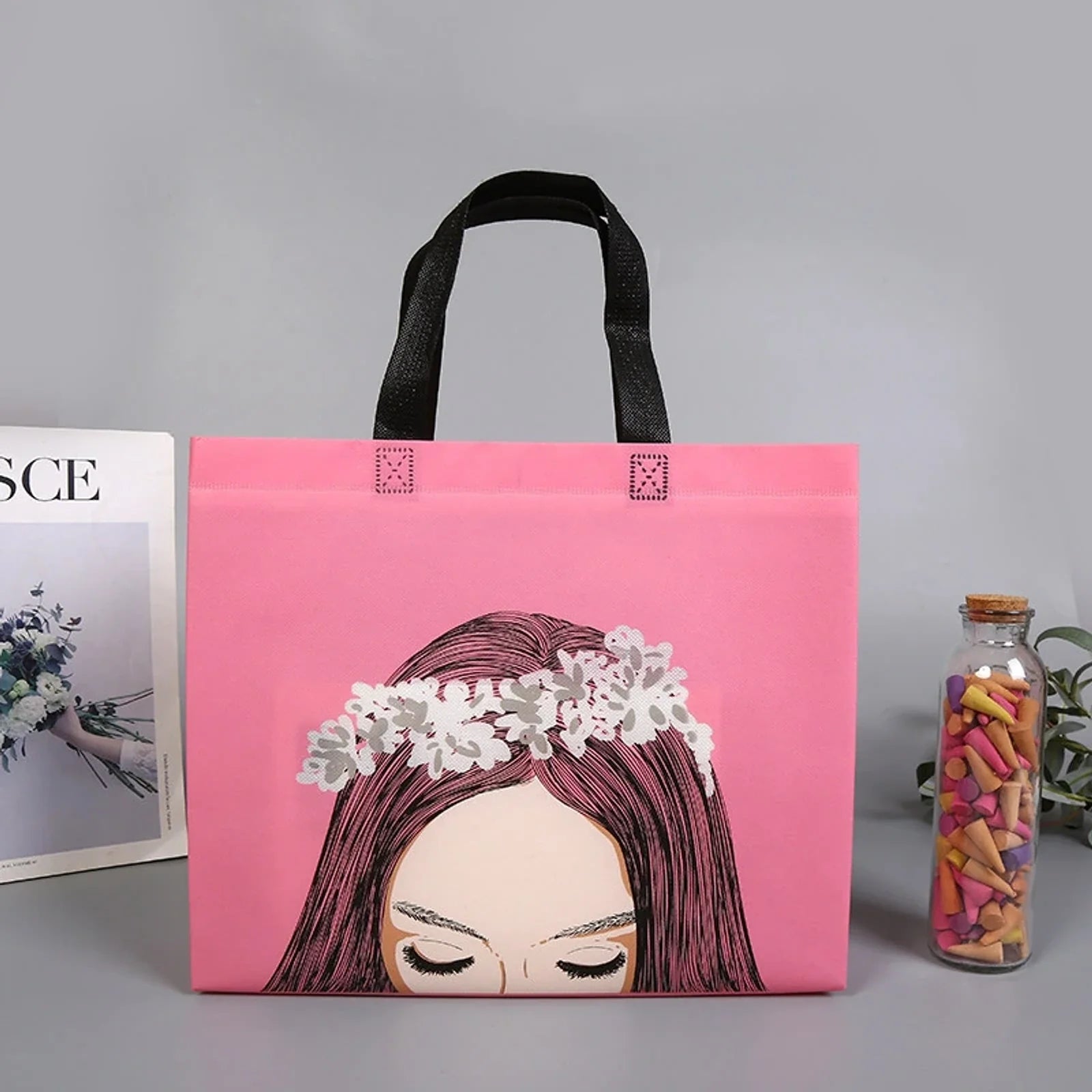 Elegant Woman Print printed laminated non-woven tote bags — 20 designs