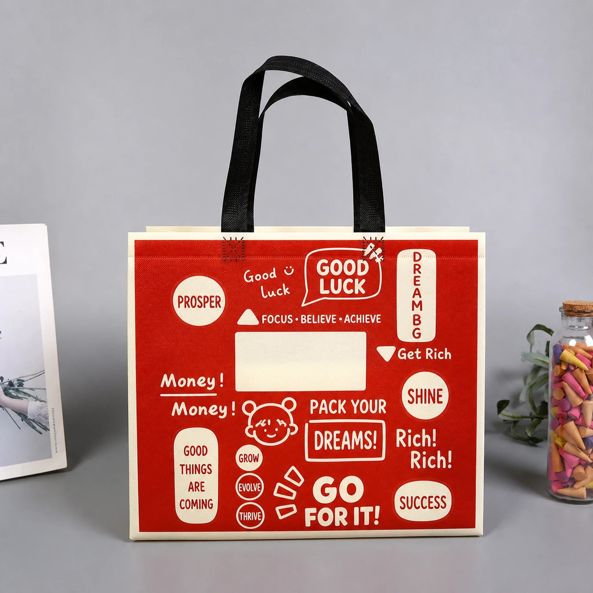 Lucky Fortune Print printed laminated non-woven tote bags — 20 designs