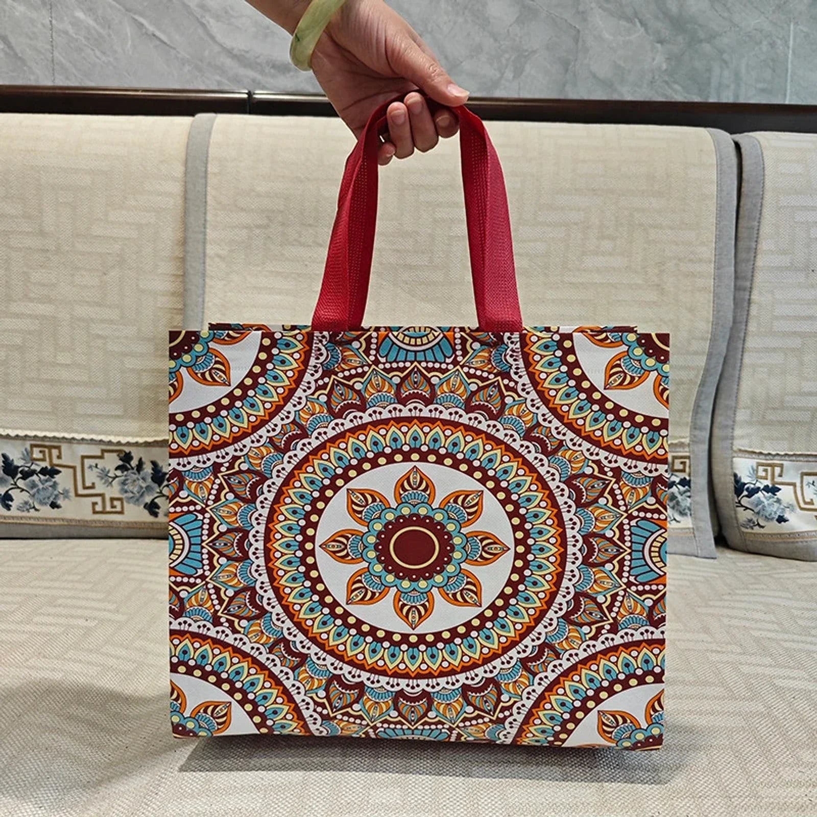 Fashion Folk Print printed laminated non-woven tote bags — 30 designs